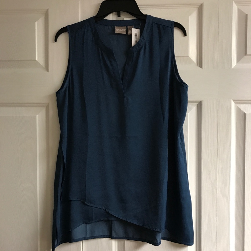 Chicos Size 1 Slate Blue Tunic Top